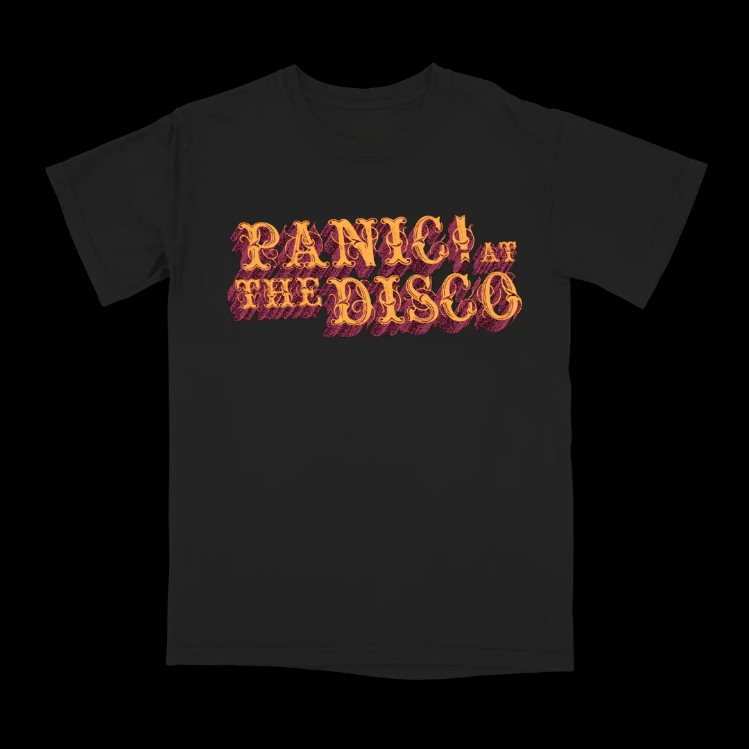 Vintage Panic At The Disco Band T-shirt Gothic Bar Character Print Wine Red Tee Unisex Casual Punk Rock Short Sleeve Cotton Tops