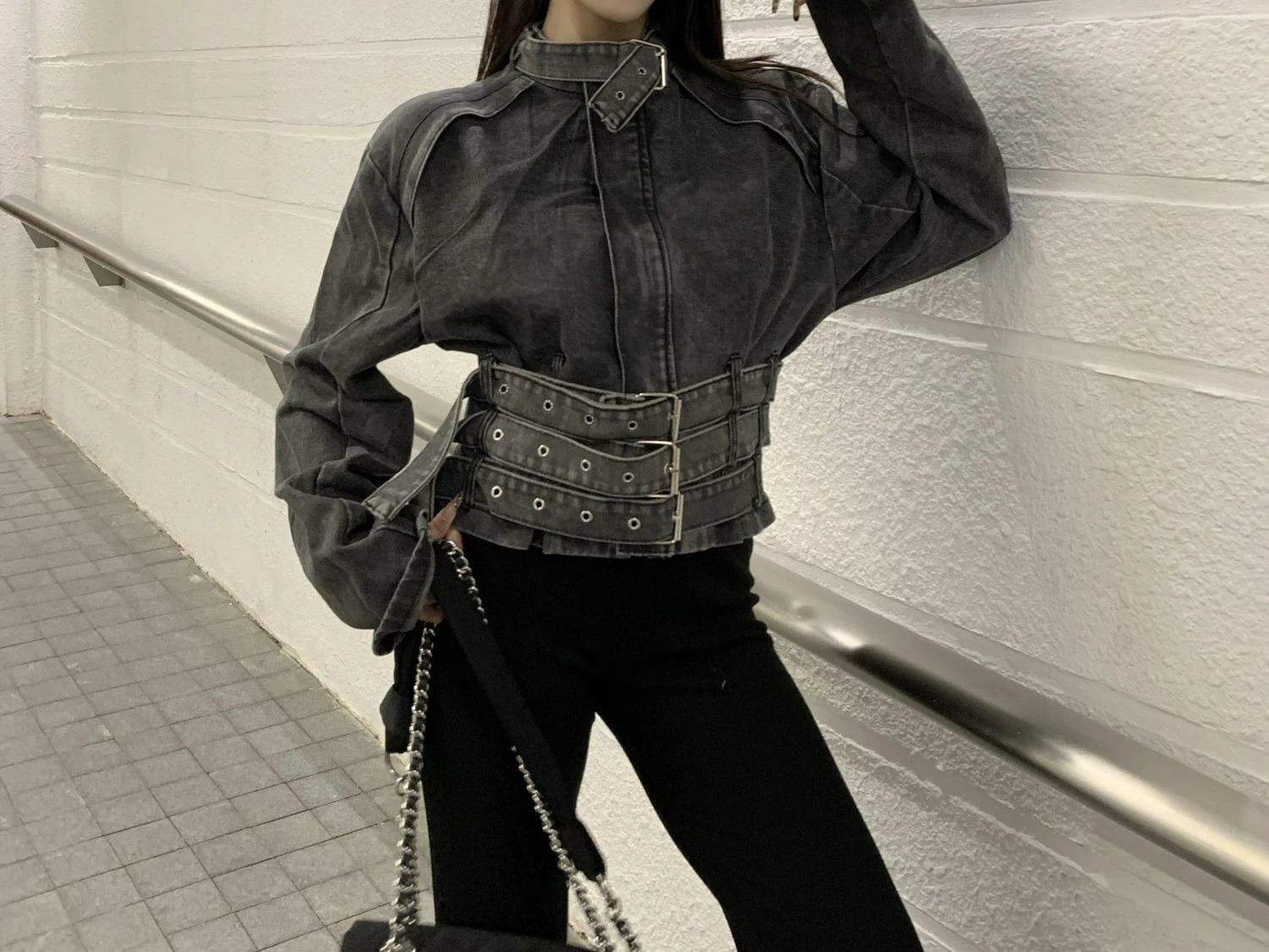 

Standing Collar Heavy Industry Belt Jacket Women's Spring 2025 New Style Retro Versatile Denim Cardigan