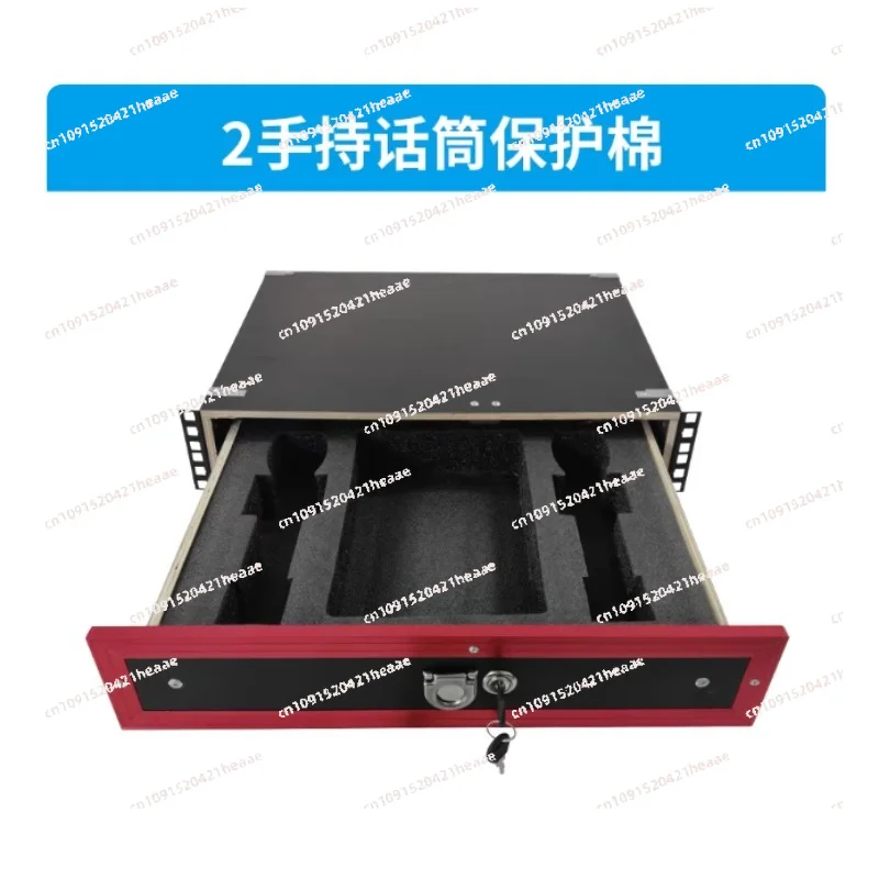 Suitable for 19 Inch Standard Cabinet  Wireless Microphone Storage 2U Metal Strap Lock Drawer -