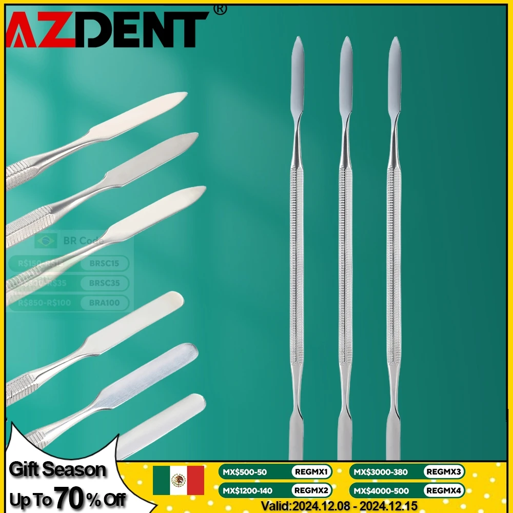 3pcs AZDENT Stainless Steel Mixing Spatula Tool Spatuler  Dental  Mixing Stick Color Tools