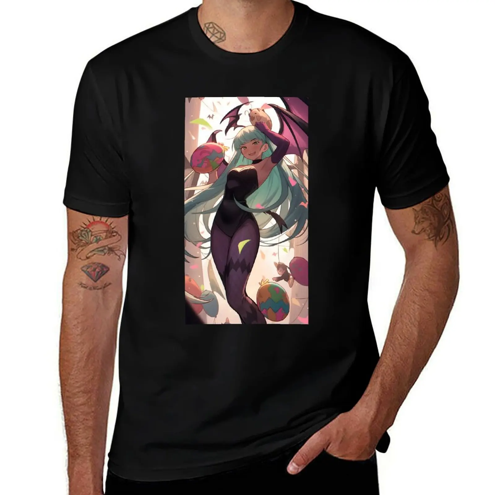 Morrigan Aensland - Happy Easter Theme T-Shirt Stylish Print Short Sleeve Tee T-Shirt