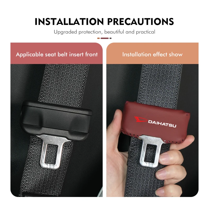For Daihatsu Car Seat Belt Buckle Cover Leather Protector Anti-collision Case Materia Rocky Terios Sirion Mira YRV Feroza