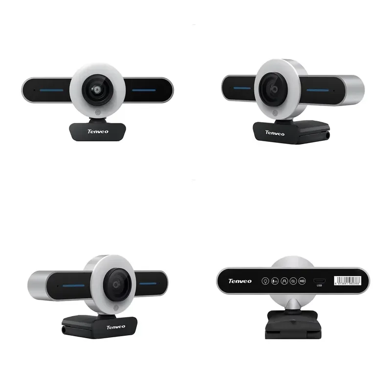 

Tenveo T1 HD 1080P Auto Focus Ring With Fill-in Lighting USB Webcam For Live Broadcast And Conference Includes Mic