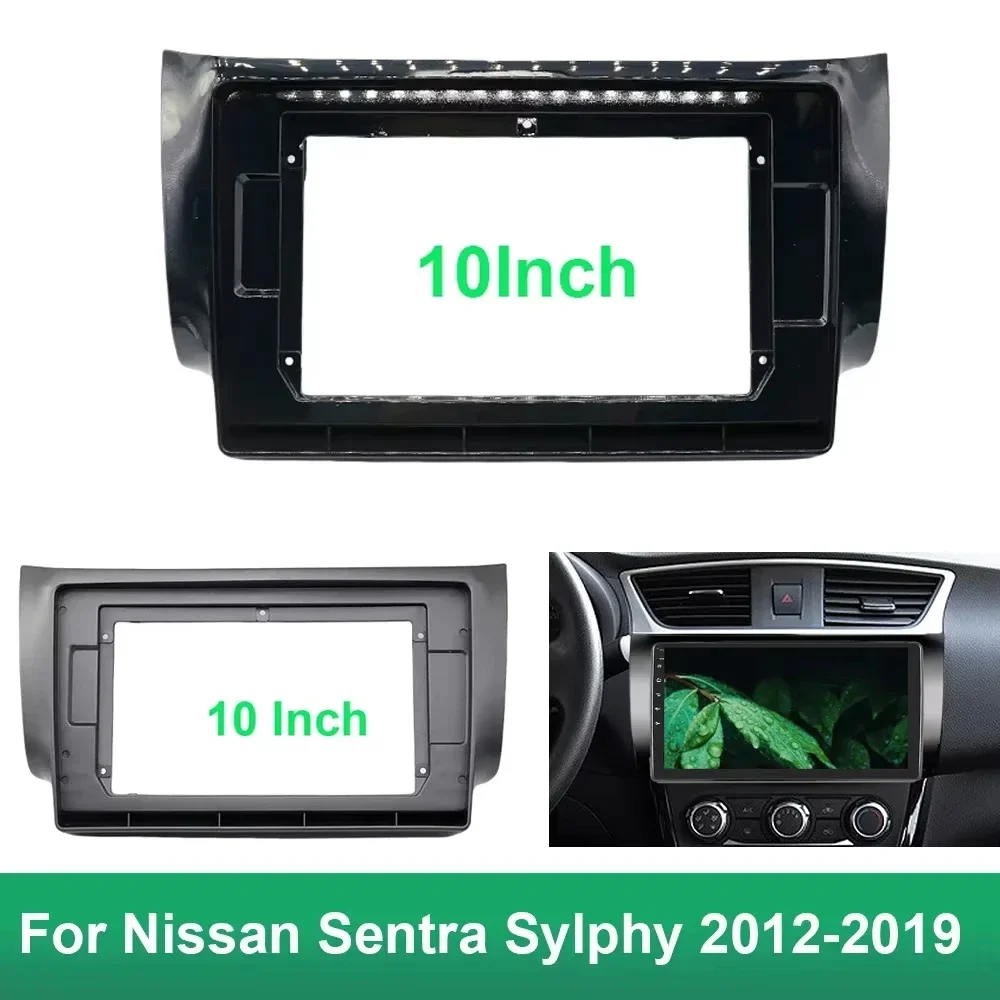 2 Din 10.1 Inch Car Radio Fascia for Nissan Sentra Sylphy 2012-2019 Stereo Panel Dashboard Installation Trim Kit DVD Frame Bezel