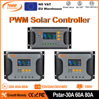 PowMr had 30A 60A 80A Solar Charge Controller for 12V 24V 36V 48V Battery With LED Screen USB 5V 2A PV V V out put Work Sliently