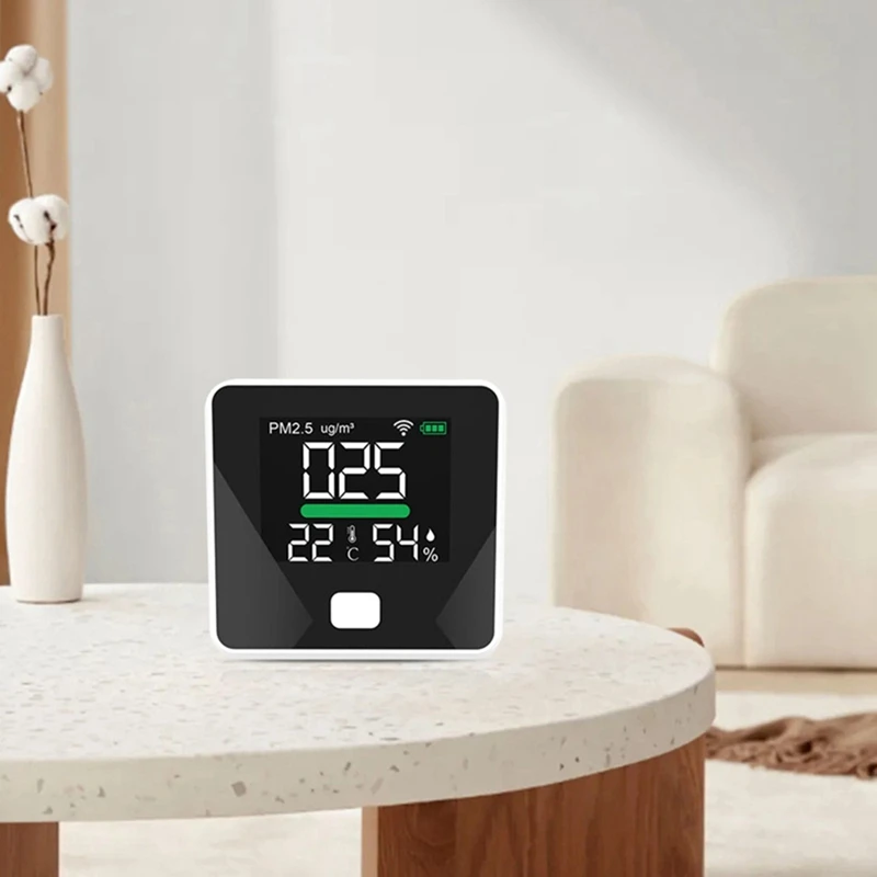 Измеритель Качества Воздуха Tuya, портативный прибор для измерения температуры и влажности воздуха PM2.5 с Wi-Fi, для дома и офиса