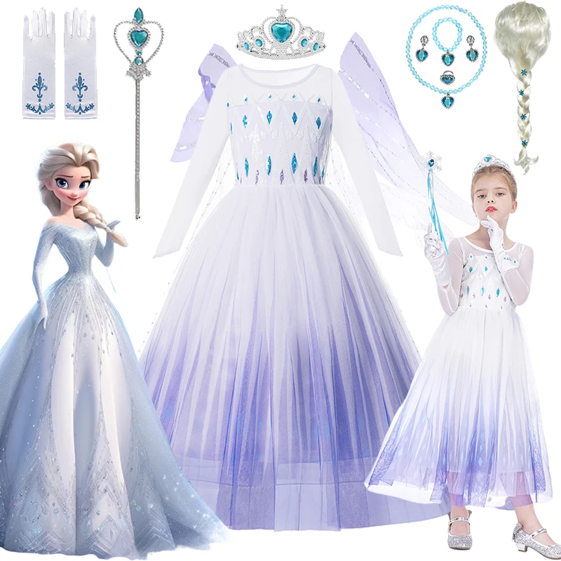 

Disney Frozen Cosplay Costume Elsa Princess Dress Children Girls Elsa Costume Halloween Carnival Birthday Party Frozen Clothings