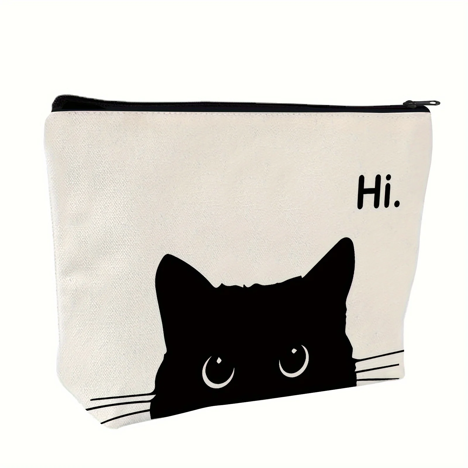 Black Cat Small Cat Eye Makeup Bag, Zippered Travel Makeup Bag, Perfect Gift Idea for Cat Lovers