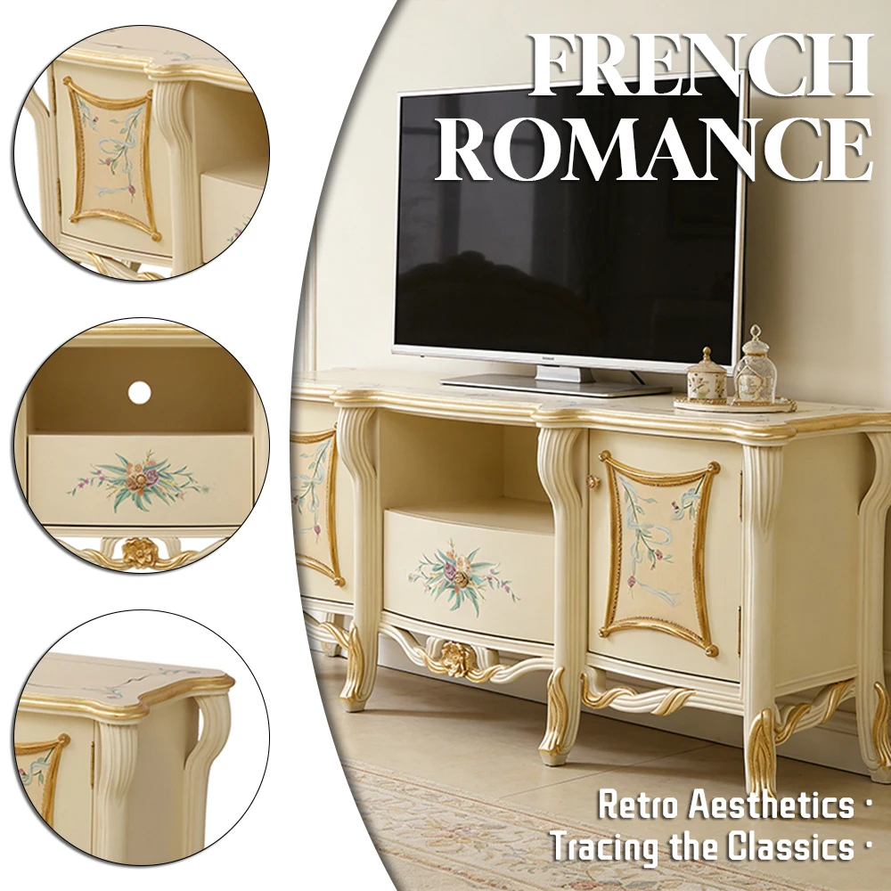 !@Durable Home Furniture Designs Living Room Solid Wood TV Stand Carving Villa Sitting Room Luxury Wood TV Cabinet