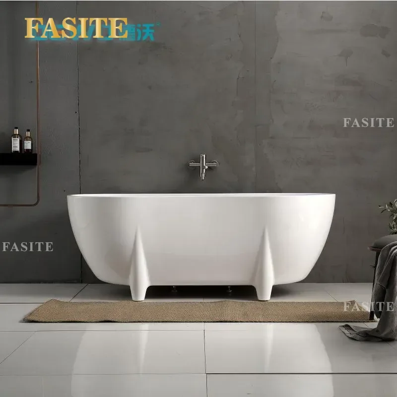 For Bathroom Acrylic Bathtub Simple Floor Standing Integrated Seamless Independent Tub for B&B Hotel Home Use