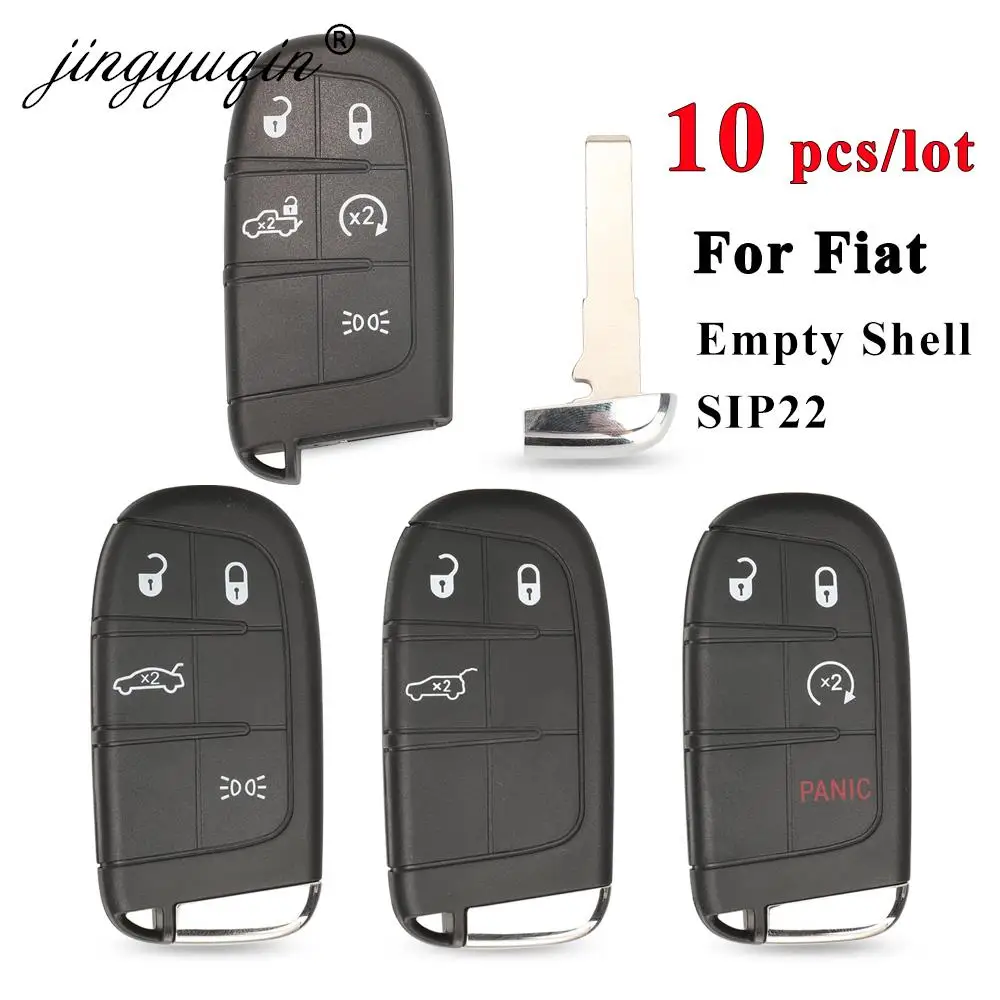 jingyuqin 10pcs SIP22 Remote Smart Key Shell for Fiat 500 500L 500X Toro 2016 2017 2018 2019 Car Key Case 3/4/5 BTN Replacement