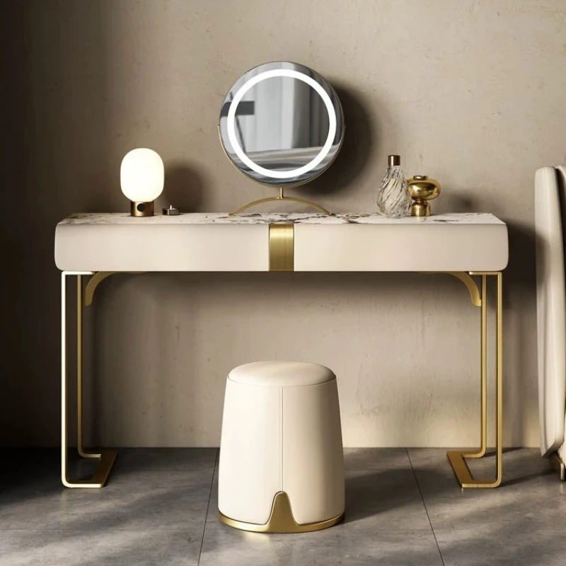 

Light luxury solid wood dresser bedroom modern simple rock slab storage cabinet makeup mirror table vanity Dressing tables desk