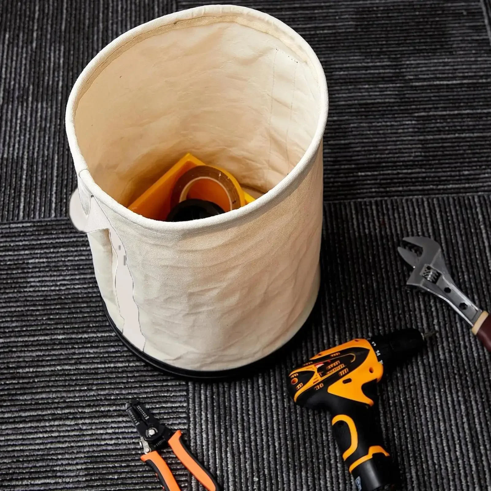 Tool Bucket Heavy Duty Tool Canvas Bucket With Load-bearing Hook Holder for Landscaping Construction Site Welding Building