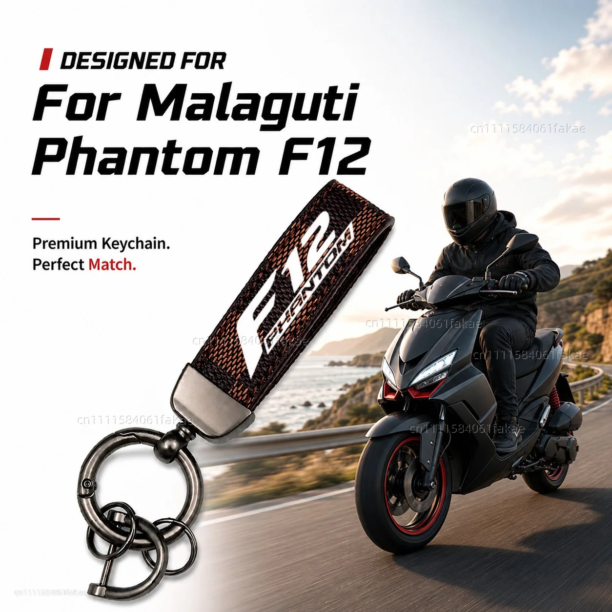 For Malaguti Phantom F12 1998-2012 Motorcycle Keychain Leather Key Ring Custom Logo Gift for Rider Men Women Accessories