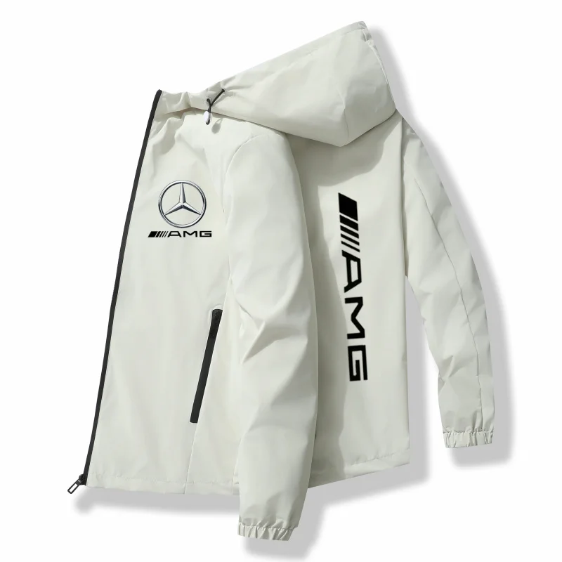 

Spring and Autumn Jacket High-Quality Men's Stand Collar Sports Jacket Motorcycle Pilot Print Mercedes-Benz Workwear Motorcycle