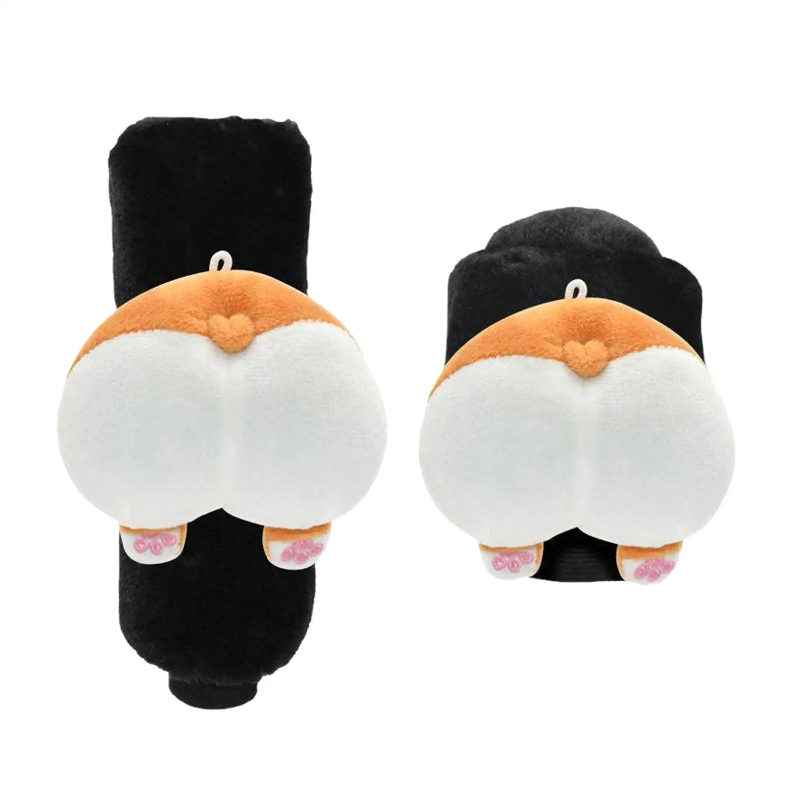 Car Knob Cover Soft Corgi Arse Short Plush AntiSlip Protector Decoration Cute Cartoon Car Handle Cover for Vehicles Men Women