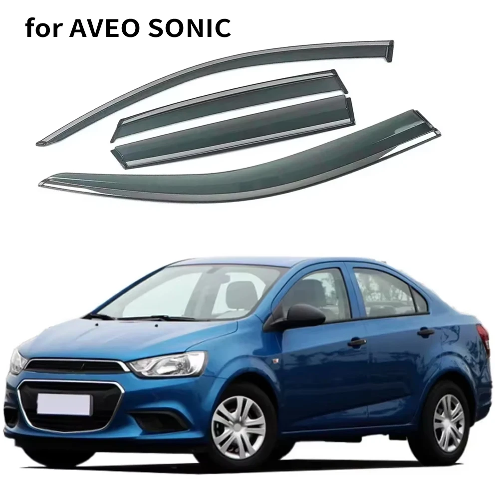 

Хромированные полоски от дождя для CHEVROLET AVEO SONIC Sedan 2011-2019, оконный козырек, ветровые дефлекторы, дверной козырек, вентиляционные шторы, вентиляционный козырек