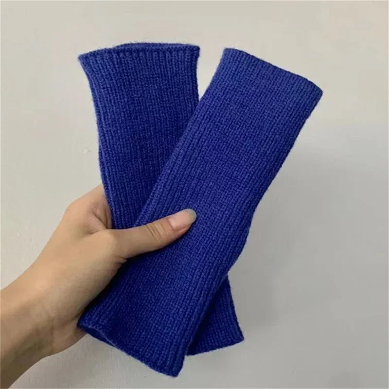 Короткие перчатки без пальцев, женские варежки, зимние теплые вязаные рукава, изысканная повседневная мягкая одежда для девочек, готические перчатки в стиле панк