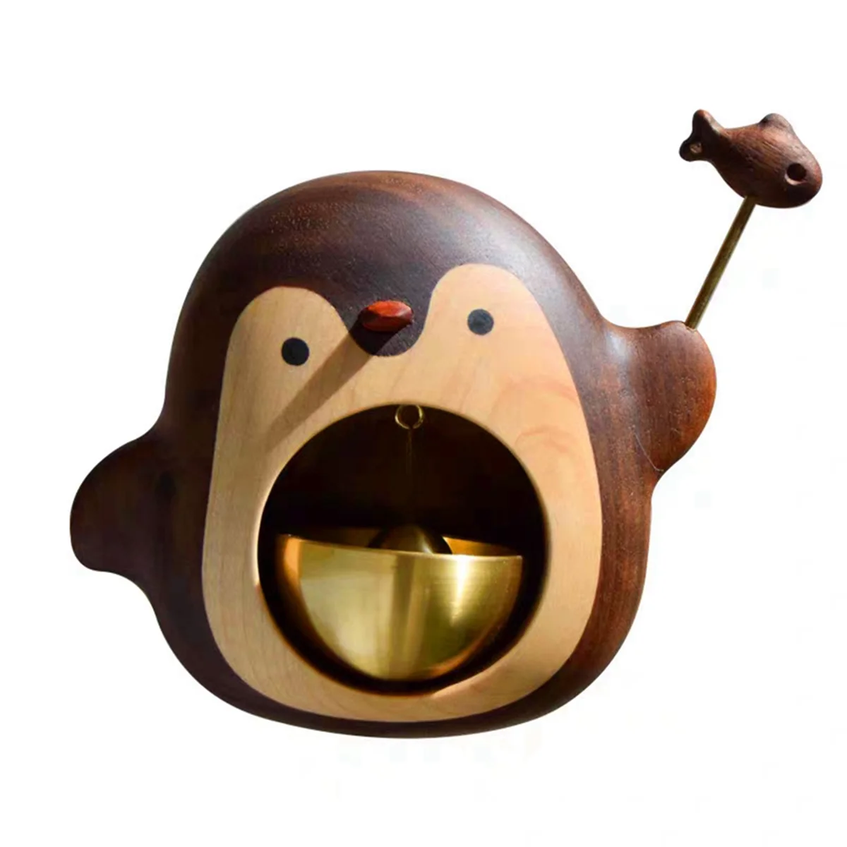 A96Q-sonnette en bois, carillons éoliens en noyer noir, cloches en bronze, série pingouin, cadeaux de décoration pour la maison.