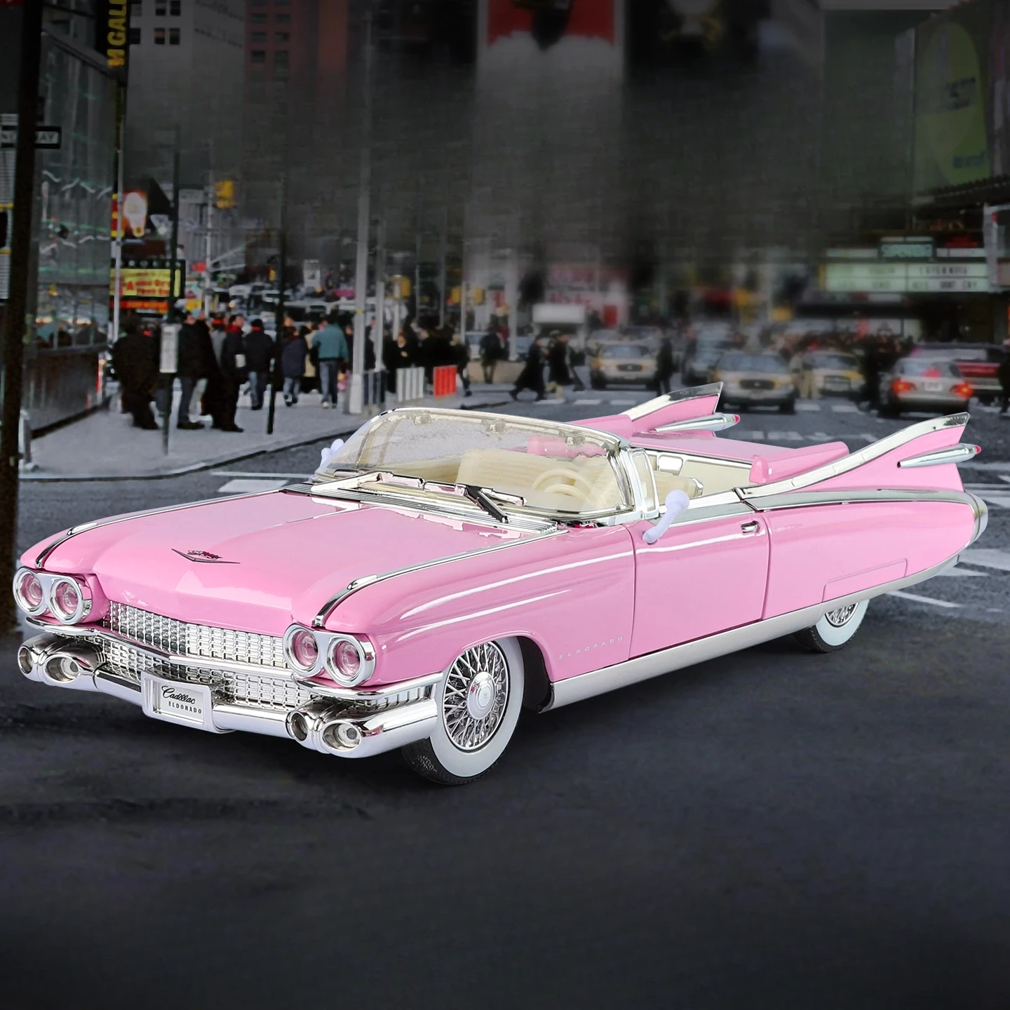 รถจำลอง Big Rocket Street Car รุ่นปี 1959 ขนาด 1:24 พร้อมเสียงและไฟ ผลิตจากโลหะหล่อ ขับเคลื่อนด้วยพลังงานจากแรงดึงดูด ของเล่นสะสมยอดนิยม รูปแบบตัวต่อ