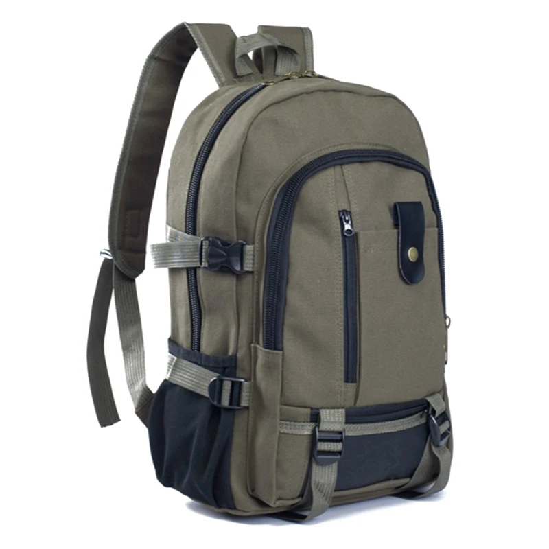 Borsa da campeggio da viaggio all'aperto con zaino in tela di grande capacità da uomo