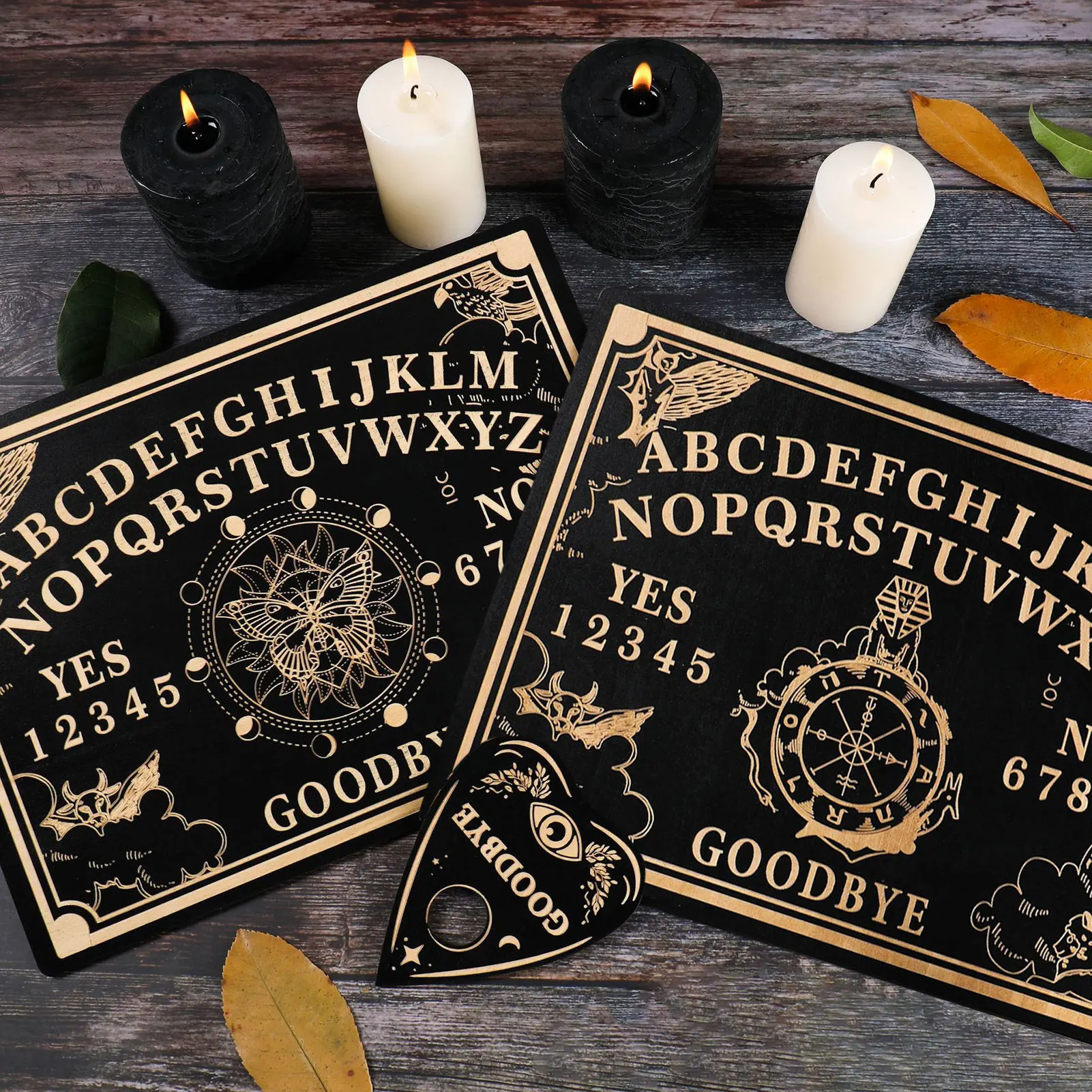 12Inch Gỗ Bói Toán Con Lắc Ban Khắc Thần Chú Bảng Ouija Ban Siêu Hình Thông Điệp Phù Thủy Của Con Lắc Ban Bộ # WO