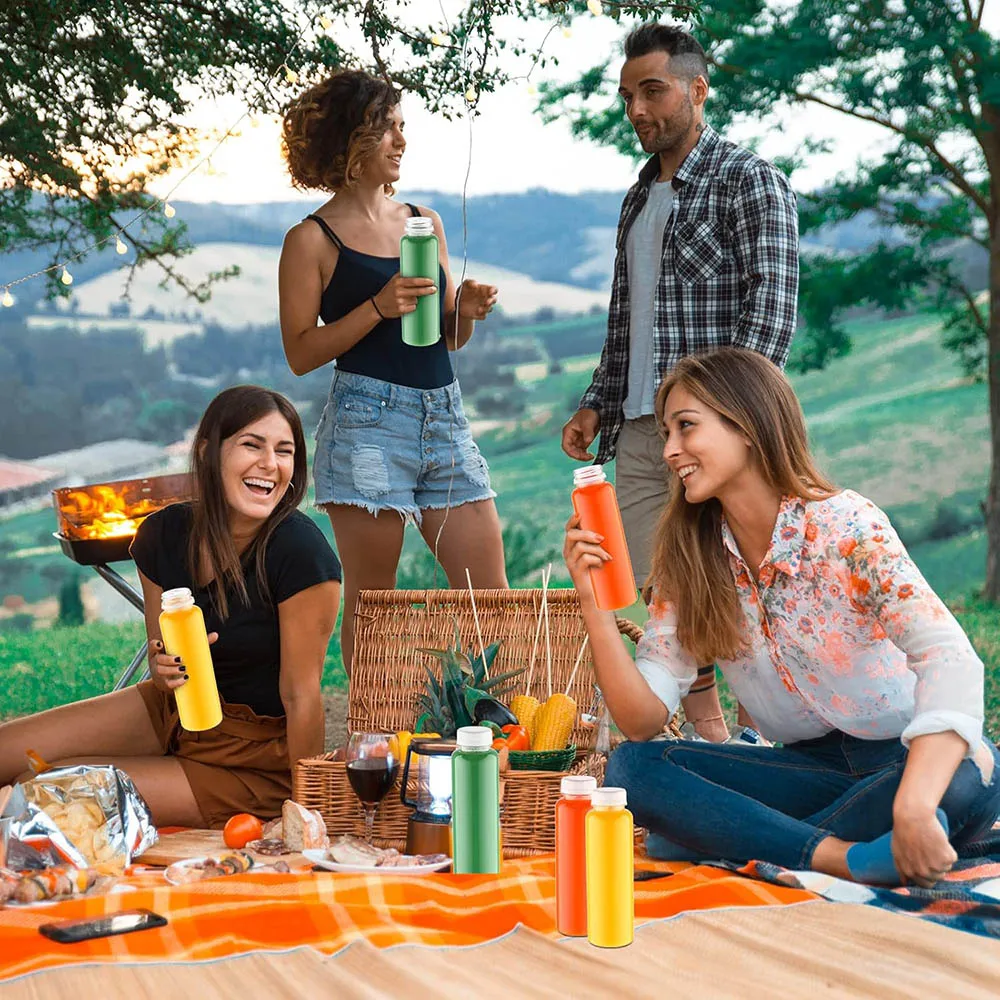 زجاجات عصير بلاستيكية، حاويات مشروبات شفافة قابلة لإعادة الاستخدام، زجاجات مشروبات PET فارغة، السائبة لعصائر مشروبات الشرب والثلاجة