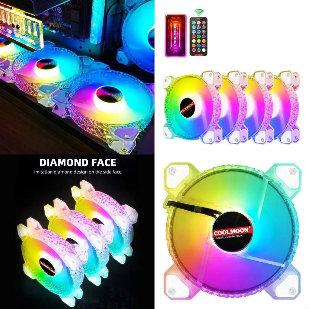 C90F Diamond 120 مللي متر مروحة تبريد جهاز كمبيوتر شخصي لمراوح العلبة PWM 6PIN قابل للتعديل مبرد صامت كتم صوت RGB مروحة المبرد #1