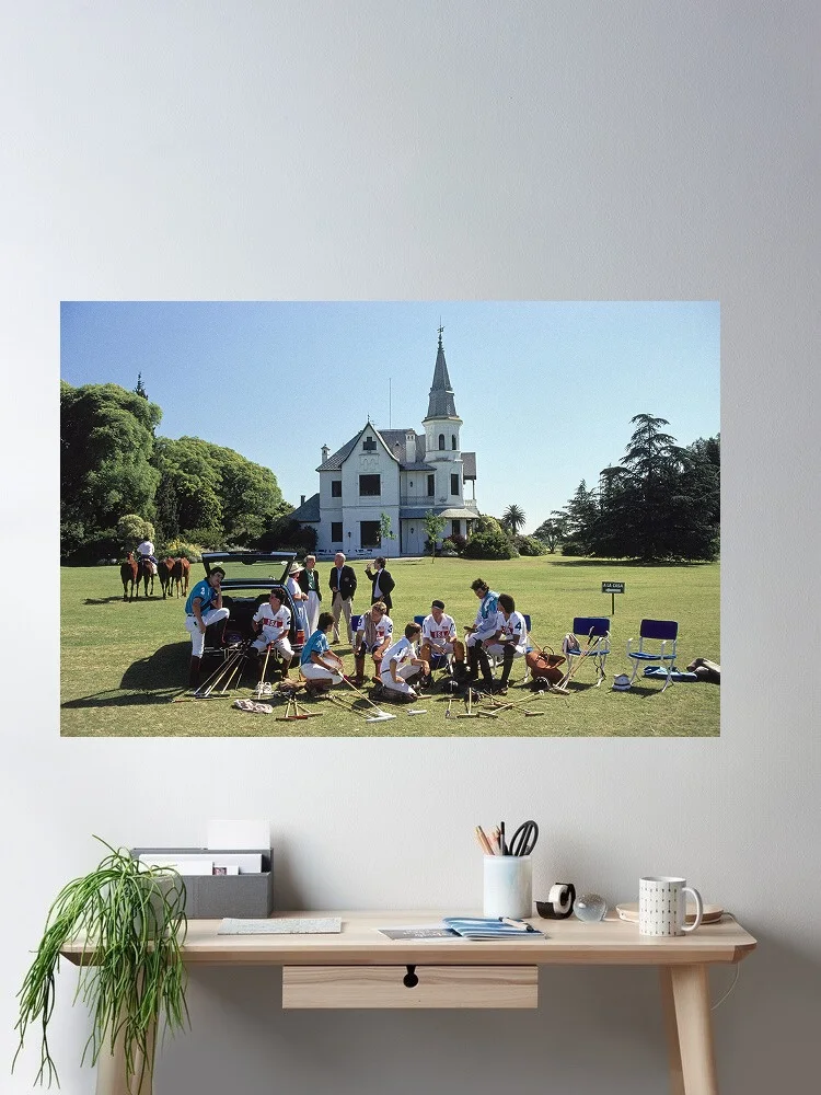 Slim Aarons 'Polo In Buenos Aires', Print Art Canvas Poster, Living Room, Home Wall Decor Picture