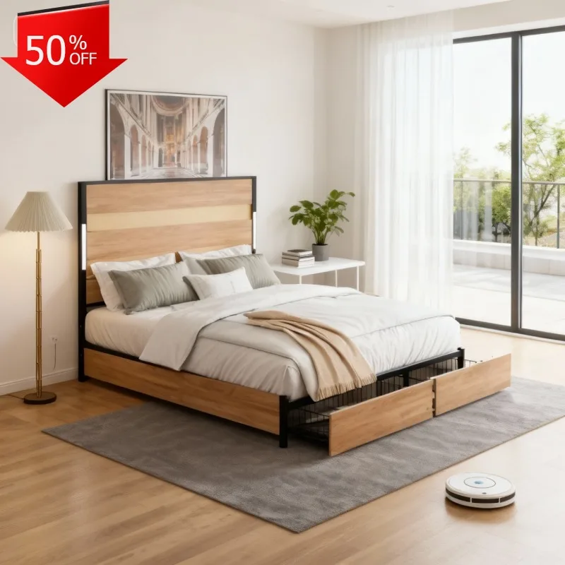 Marco de litera, saco de dormir Queen, Base de camas y marcos, muebles de sala de estar para el hogar, ropa de cama, 2 dormitorios, Cabane iluminado, cuna de bebé