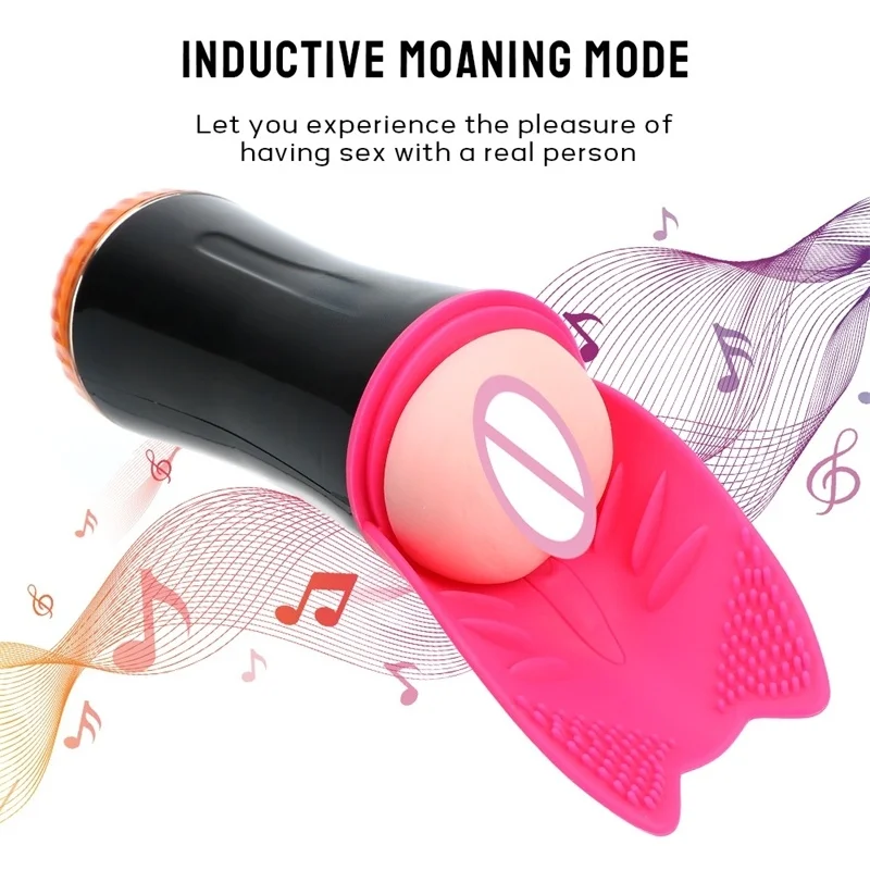 Automatic Sucking Masturbation Cup Real Vagina Massage Voice Interaction Heating Male Masturbator Vibrator Sex Toys Hands-free