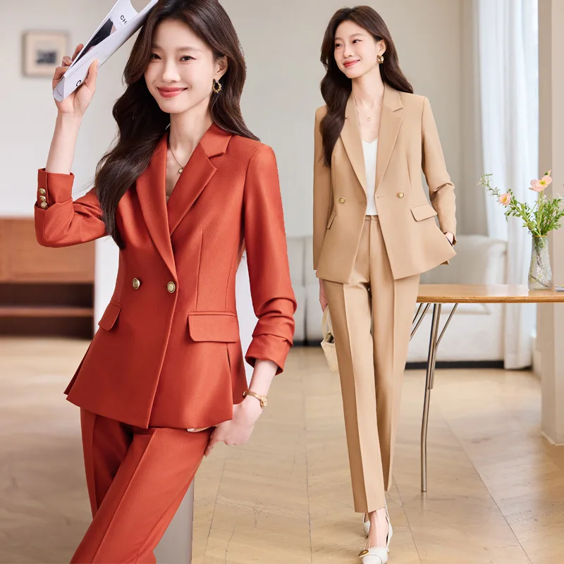 

Khaki Blazer for Women Spring and Autumn2025New Style High-End Professional Suit for Petite Figures, Elegant Plus Size Blazer