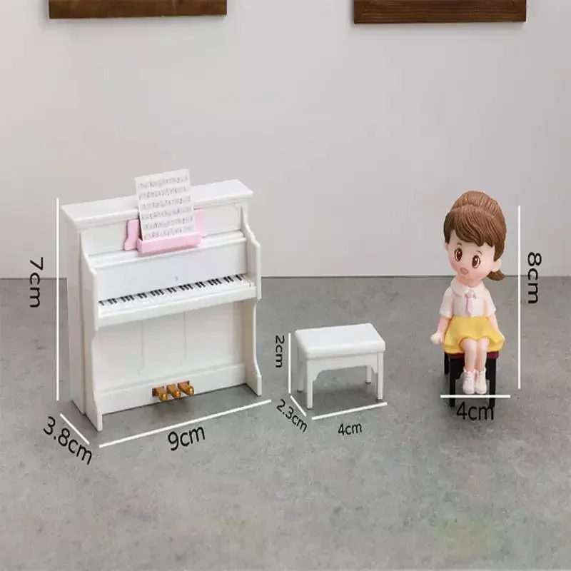 1 Set Dollhouse Miniature Cute Simulated Piano Furniture Model Musical Instruments For Doll House Decor Pretend Play Toys Gift
