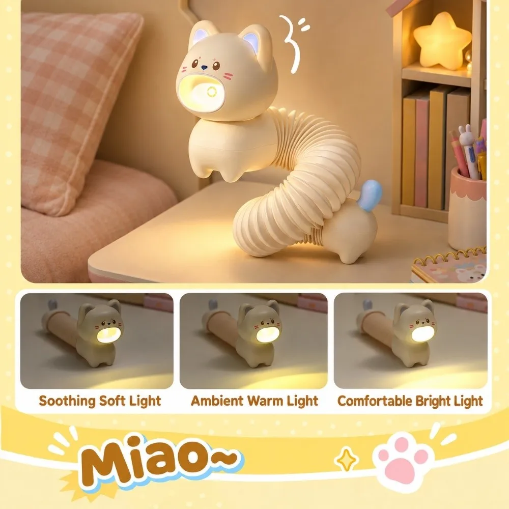 New Telescopic Cat Night Light LED 3 Brightness Levels Table Lamp Rechargeable One-Touch Control Desk Light Bedroom Bedside