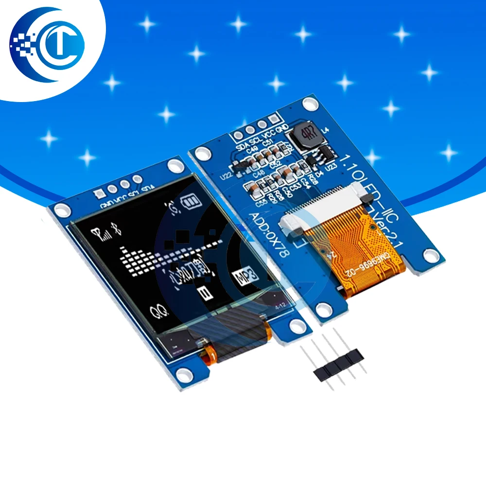 

1.1 Inch OLED Display 96×96 LCD Module 4PIN Interface SPI SH1107 7PIN LCD 1.1 "OLED Vertical Screen Module White For Arduino