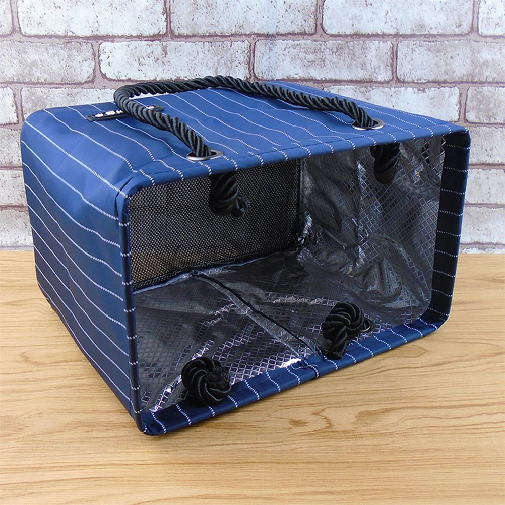 

Bath Shower Bag Waterproof Foldable Toiletry Basket Large Capacity 6Kg Mesh Design Travel Swimming Fitness Organizer Navy