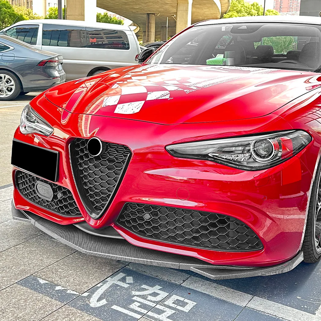 stoving varnish Car Front Shovel Lip For Alfa Giulia 2015-2025 Modified Black Painted Carbon Fiber Style Accessories