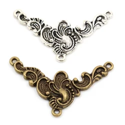 42x25mm 5pcs Antique Silver Plated and Bronze Plated Flower Style Connector Handmade Charms Pendant:DIY for bracelet necklace