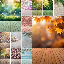 MOON.QG Flower Grass Wall Backdrop Spring Photography Studio Background Wood Brick Garden Photos Wall for Child Women Photoshoot