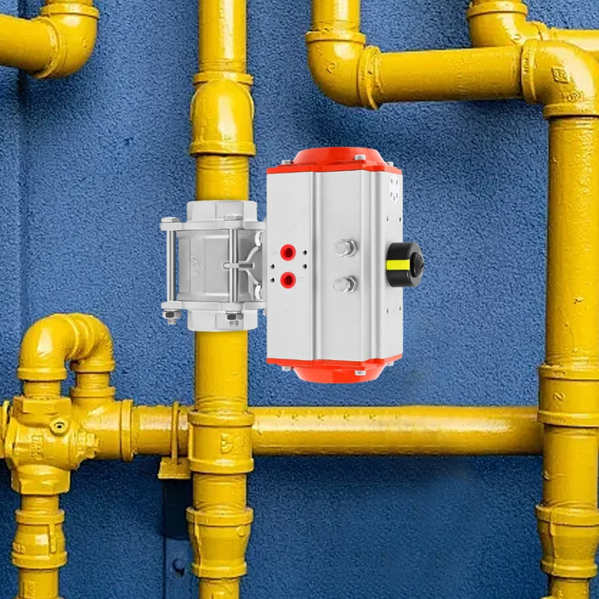 Pneumatic Ball Valve, 2 Inch 3 Piece, Single Acting Actuator, Stainless Steel 304, DN50, PTFE Seat, American Connection, Industrial Control Valve, Durable Corrosion Resistant, For Fluid Regulation