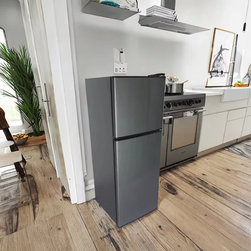 148L Stainless Steel Double-Door Home Fridge Electric with New Compressor Top-Freezer Refrigerator