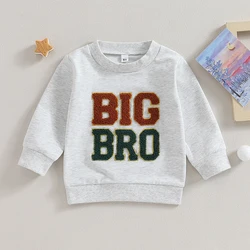 Spring Fall Toddler Baby Boy Big Bro Crewneck Sweatshirt Oversized Brother Sweatshirt Casual Boys Tops Outfits Matching Clothes