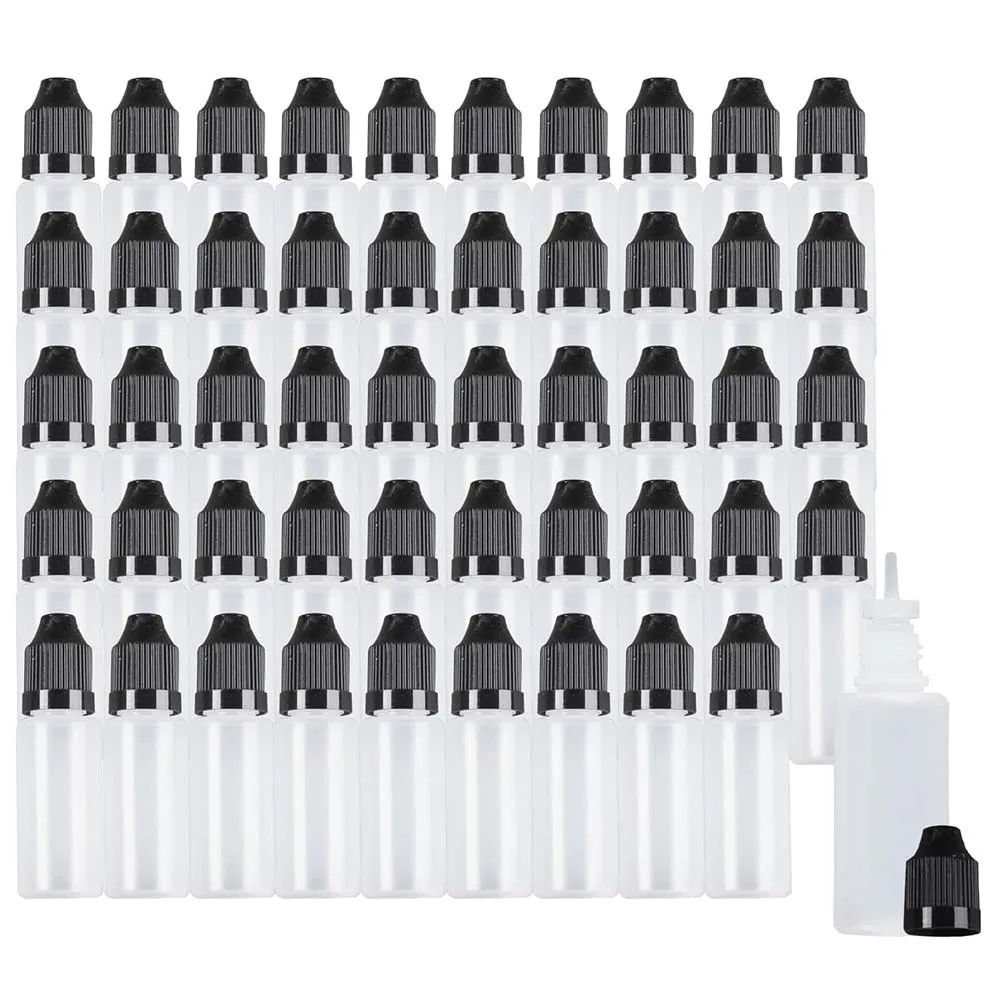 

5-30ml LDPE Plastic Thin Tip Dropper Bottles, Small Empty Squeeze Dropper Bottles (50PCS, Black Caps), BPA Free