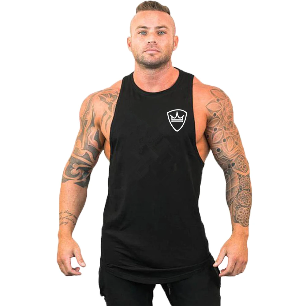 Uomo Bodybuilding abbigliamento cotone camicia senza maniche marca palestra Stringer canotta uomo Fitness gilet canotta abbigliamento sportivo