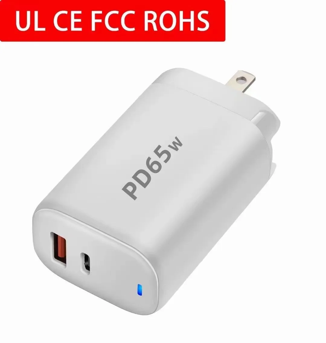 

65W GaN USB-C Fast Charging Adapter Portable Power Station 3 in 1 QC 3.0 Fast Charging USB&USB-C High Power Charger