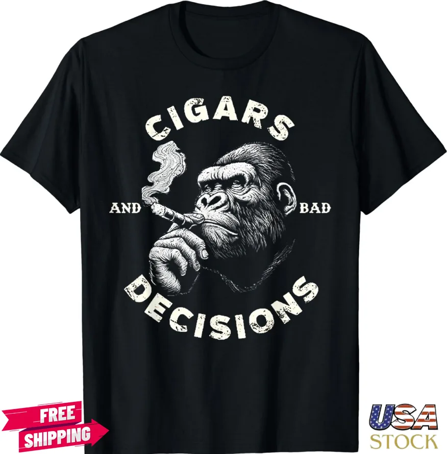 Funny Fun Monkey Cigars And Bad Decisions Gift Unisex T-Shirt