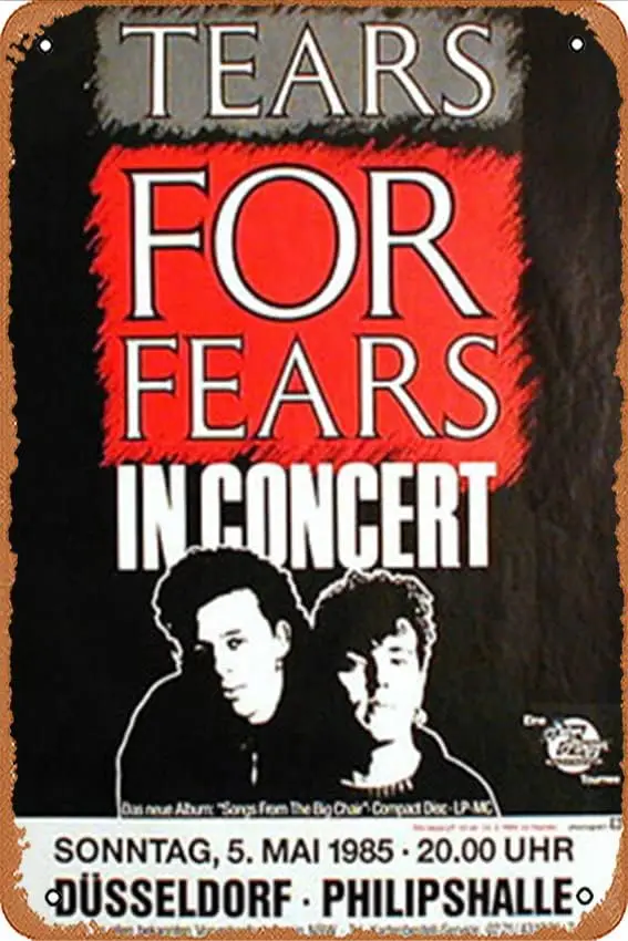 Tears for Fears concert poster Poster Retro Metal Tin Sign Vintage Sign for Home Coffee Wall Decor 8x12inch