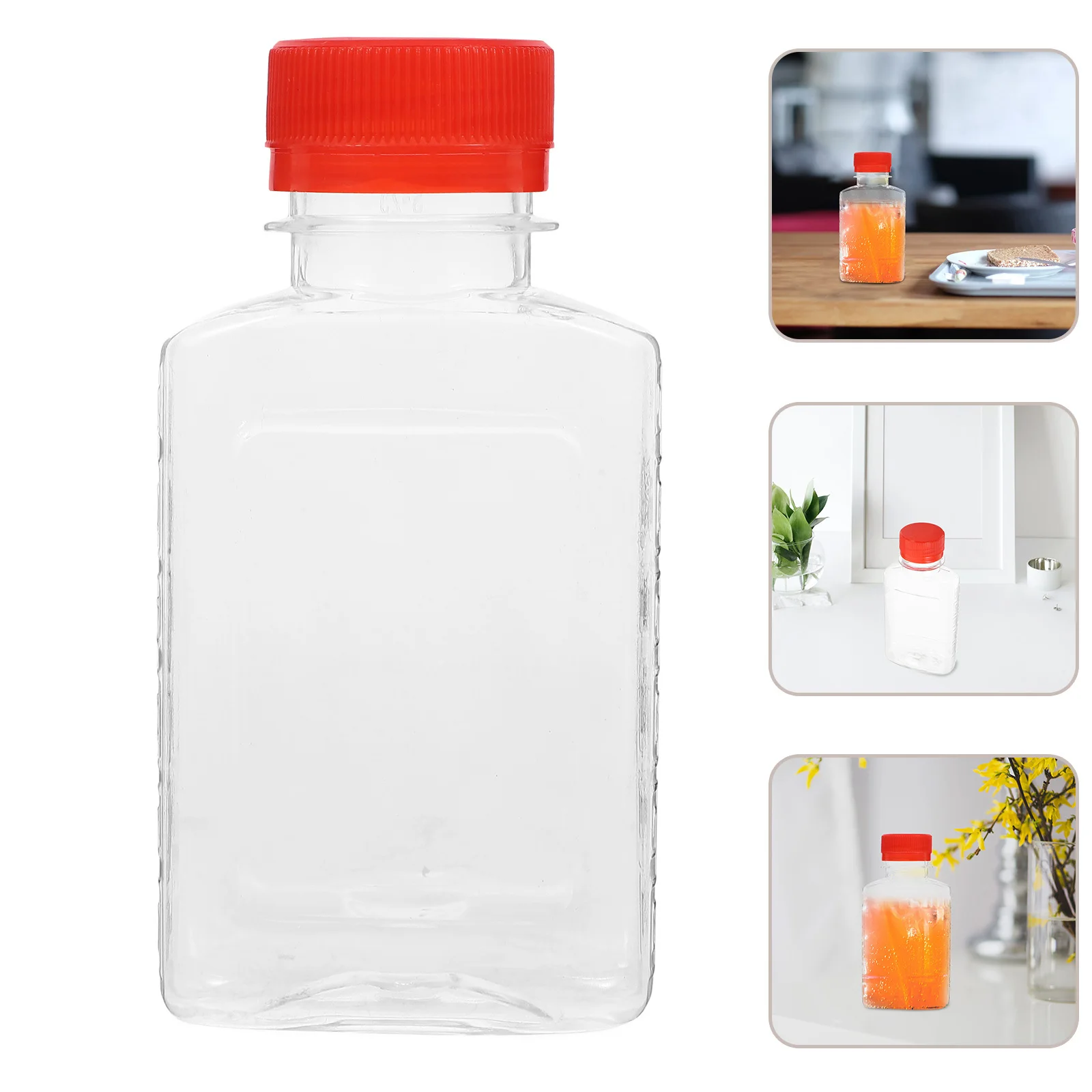 

6Pcs 100ml Transparent Plastic Milk Bottles Reusable Empty Juice Containers for Fridge Tea Alcohol Beverages Portable Supply