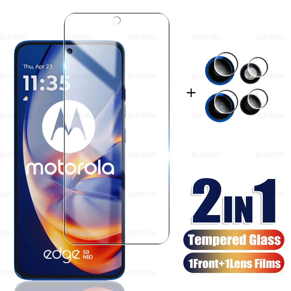 2in1 Tempered Glass & Lens Protector Case For Motorola Edge 50 Neo 5G 2024 Screen Film Moto Edge50 50Neo Edge50Neo 6.4 inches