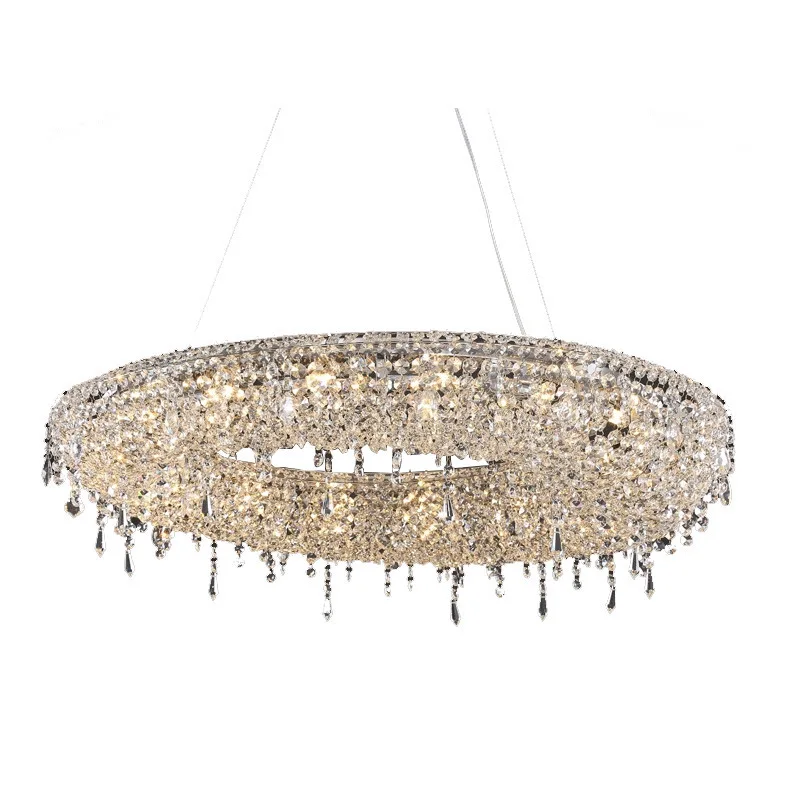 

Postmodern living room crystal chandelier atmosphere luxury hotel lobby villa creative bar